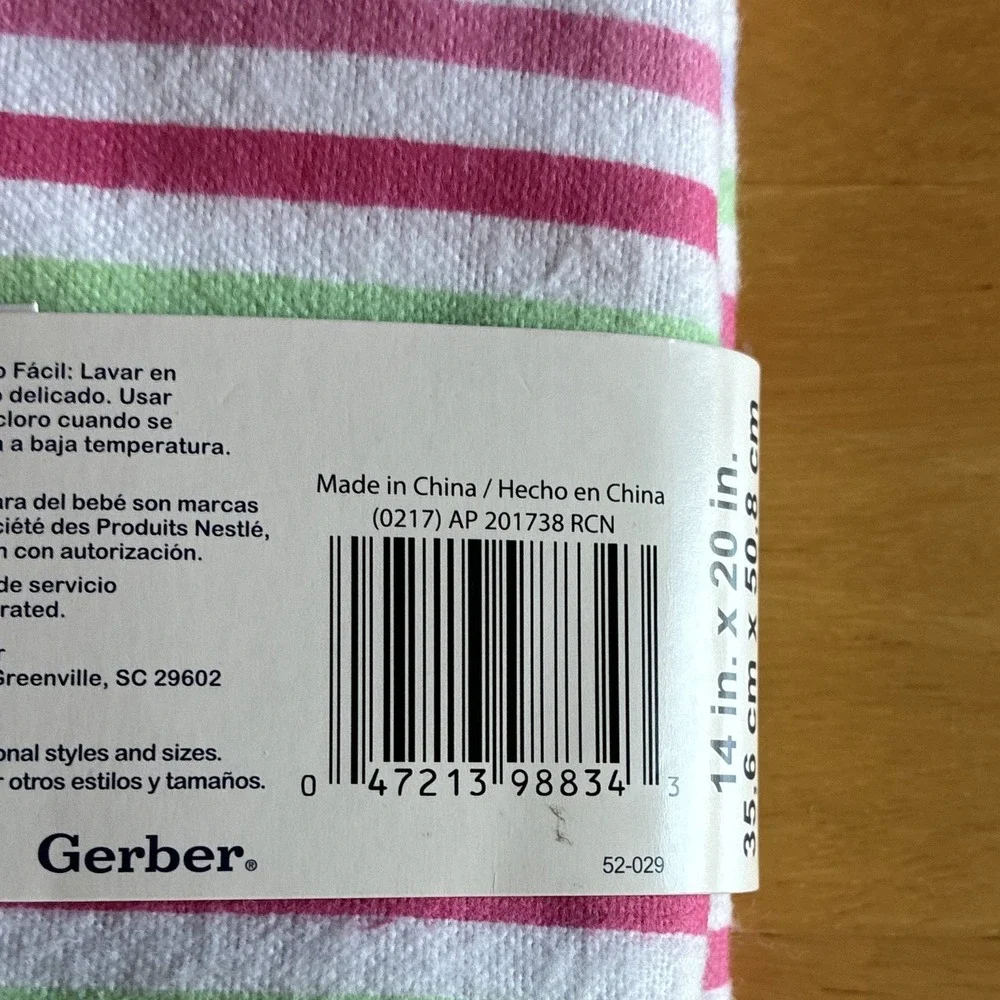 Gerber 3-Pack Cotton Flannel Burp Cloths 14x20 Multicolor